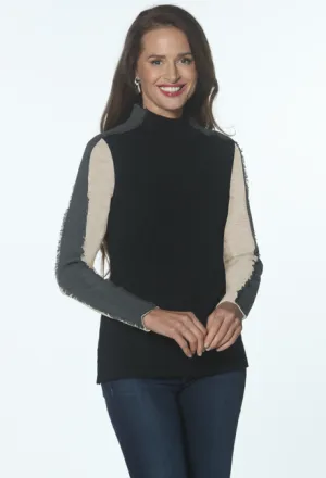 J'Envie Sport Mock Neck Fringe Detail Sweater