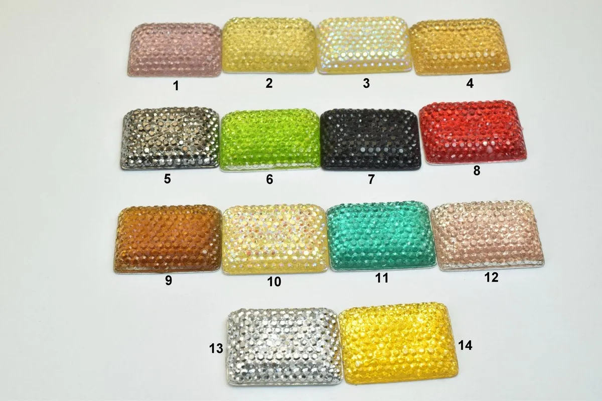 10 PCs Sparkly Acrylic Rhinestone Rectangle 25x15mm Resin Flatback Decoden Beads Kawaii Cabochons Phone Case Embellishments Bling Invitation