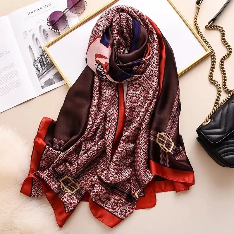 180*90cm Luxury Brand Women Summer Silk Scarves Shawls Lady Wrap Soft Female Echarpe Designer Beach stole Bandanna foulard pareo