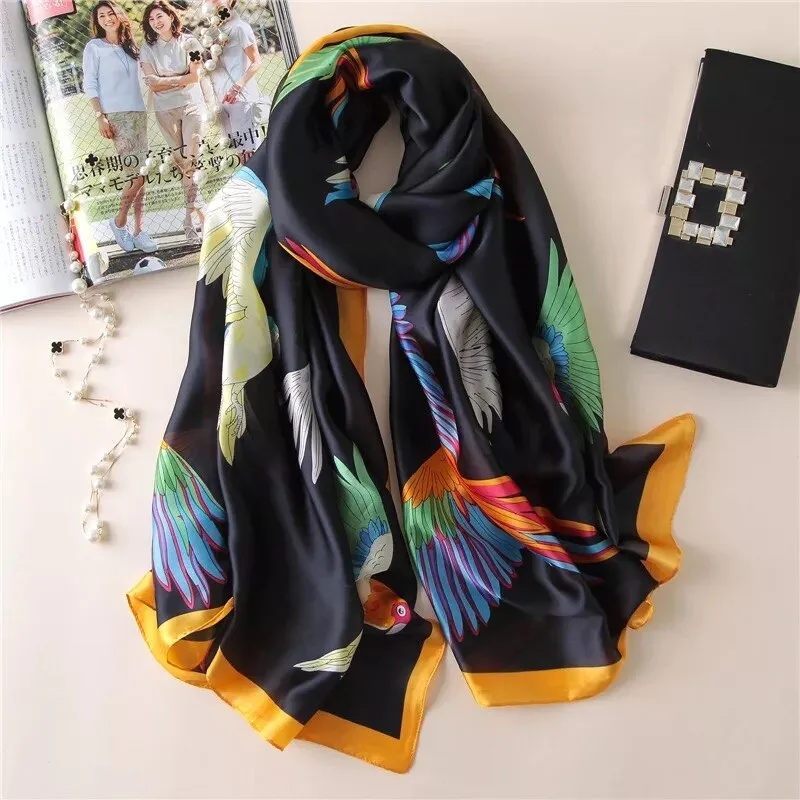 180*90cm Luxury Brand Women Summer Silk Scarves Shawls Lady Wrap Soft Female Echarpe Designer Beach stole Bandanna foulard pareo