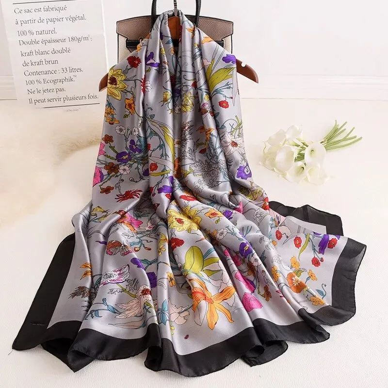 180*90cm Luxury Brand Women Summer Silk Scarves Shawls Lady Wrap Soft Female Echarpe Designer Beach stole Bandanna foulard pareo