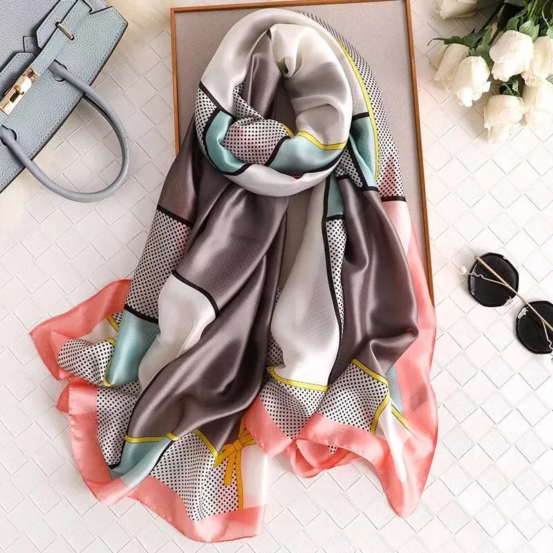 180*90cm Luxury Brand Women Summer Silk Scarves Shawls Lady Wrap Soft Female Echarpe Designer Beach stole Bandanna foulard pareo