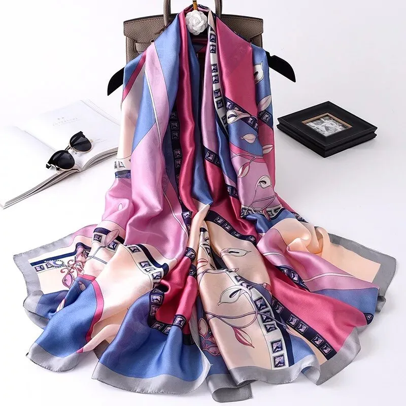 180*90cm Luxury Brand Women Summer Silk Scarves Shawls Lady Wrap Soft Female Echarpe Designer Beach stole Bandanna foulard pareo