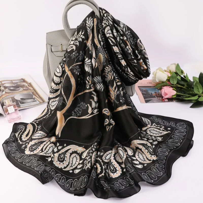 180*90cm Luxury Brand Women Summer Silk Scarves Shawls Lady Wrap Soft Female Echarpe Designer Beach stole Bandanna foulard pareo