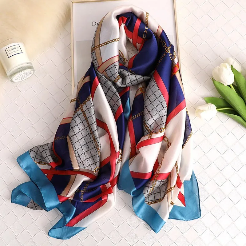 180*90cm Luxury Brand Women Summer Silk Scarves Shawls Lady Wrap Soft Female Echarpe Designer Beach stole Bandanna foulard pareo