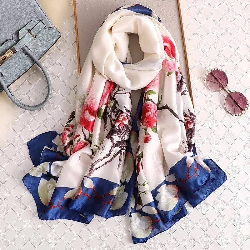 180*90cm Luxury Brand Women Summer Silk Scarves Shawls Lady Wrap Soft Female Echarpe Designer Beach stole Bandanna foulard pareo