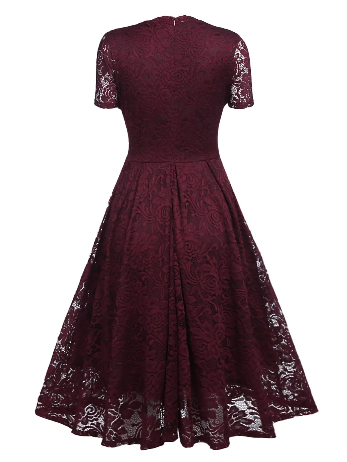 1950s Floral Lace Solid Swing Dress