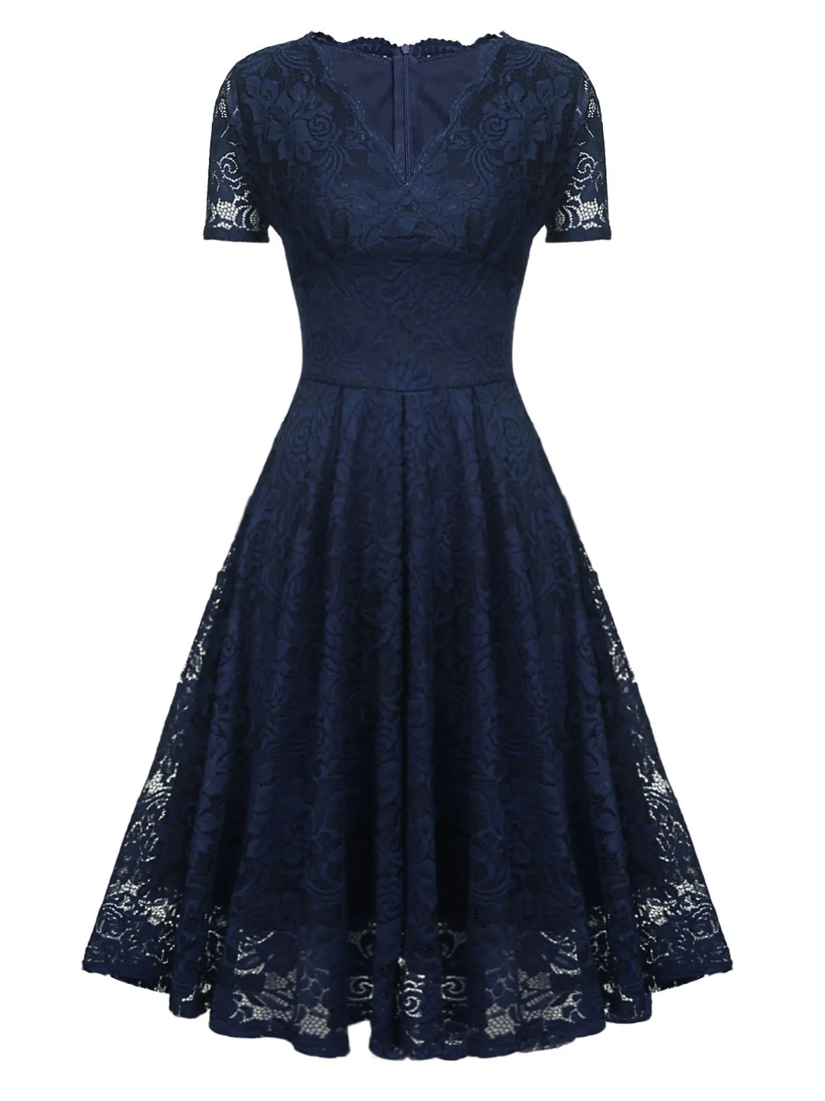 1950s Floral Lace Solid Swing Dress