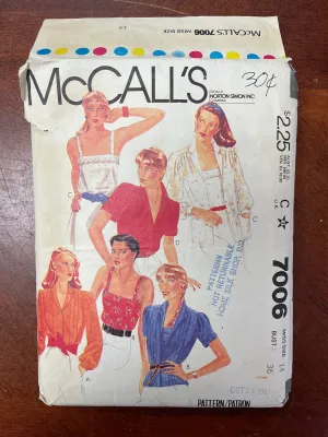 1980 McCall's 7006 Sewing Pattern - Blouses and Camisoles