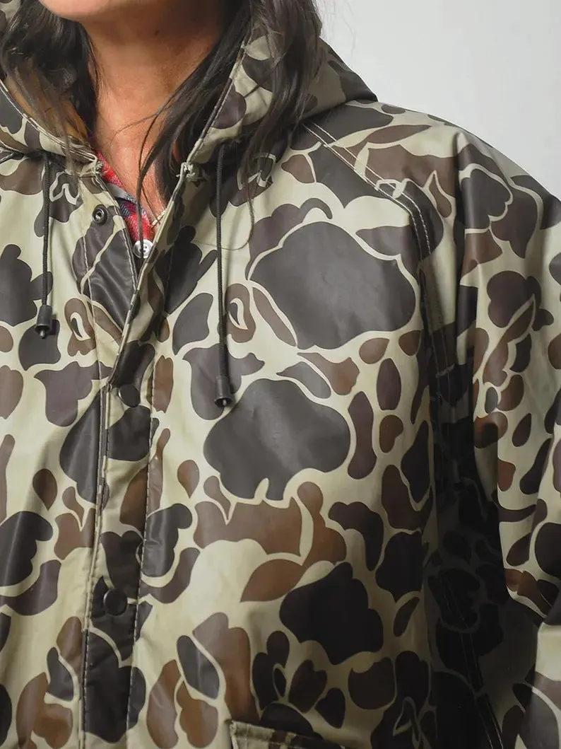 1980's Camo Quilted Rain Jacket