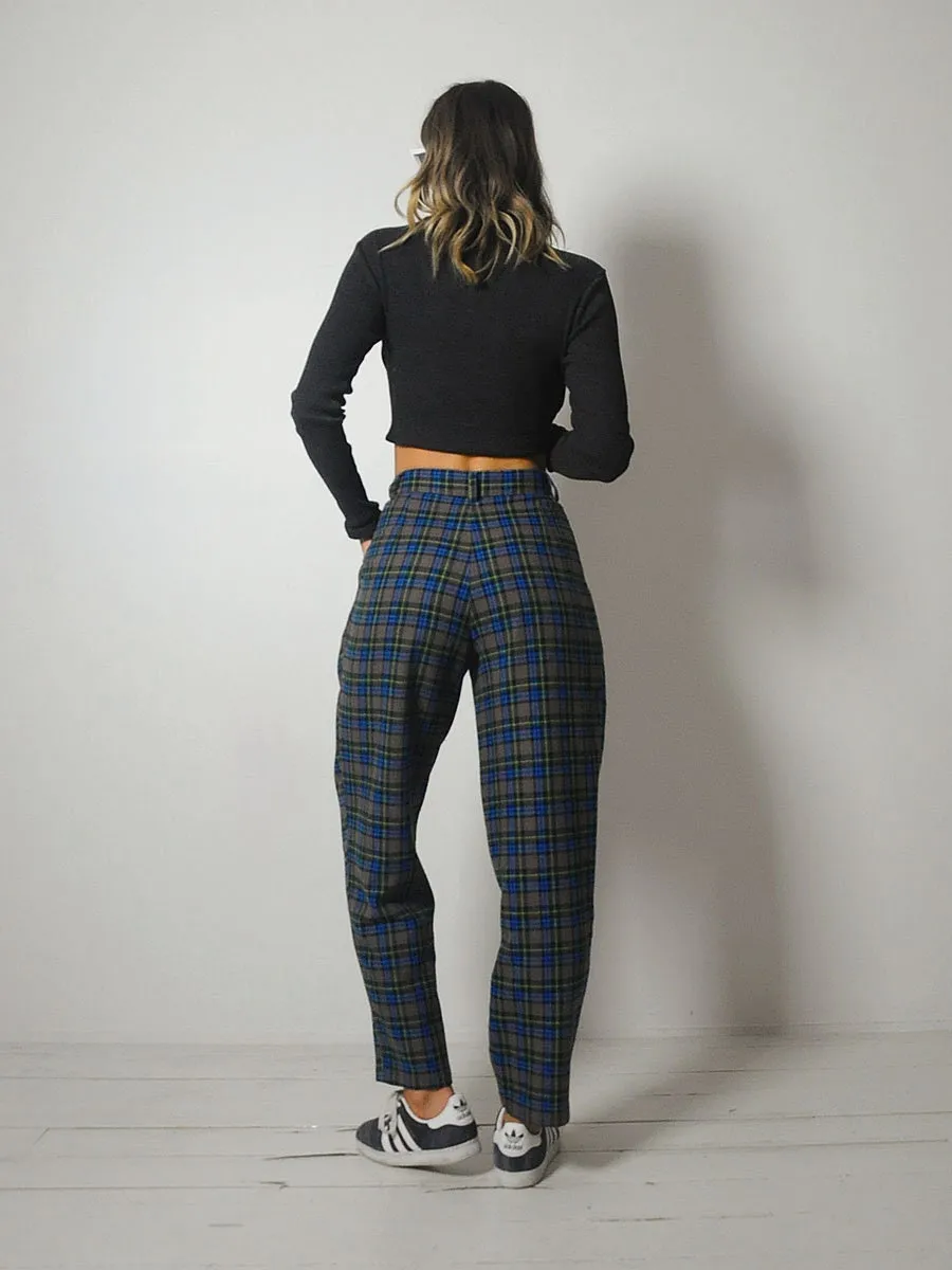 1980's Italian Plaid Trousers 26x29