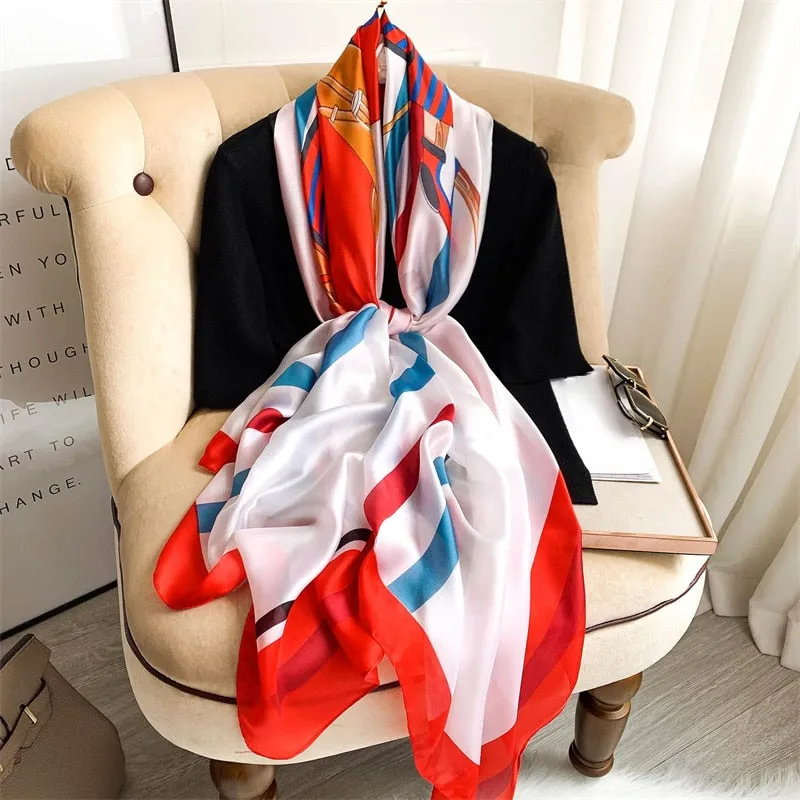 2022 Brand Designer Silk Scarf Female Foulard Bandana Long Shawls Wraps Winter Neck Scarves Pashmina Lady Hijab Luxury New