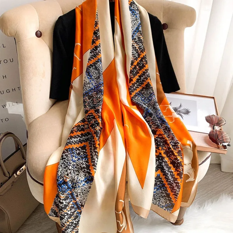 2022 Brand Designer Silk Scarf Female Foulard Bandana Long Shawls Wraps Winter Neck Scarves Pashmina Lady Hijab Luxury New