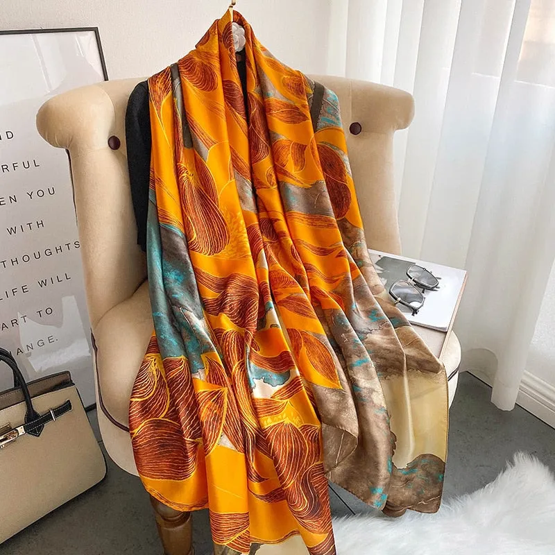 2022 Brand Designer Silk Scarf Female Foulard Bandana Long Shawls Wraps Winter Neck Scarves Pashmina Lady Hijab Luxury New