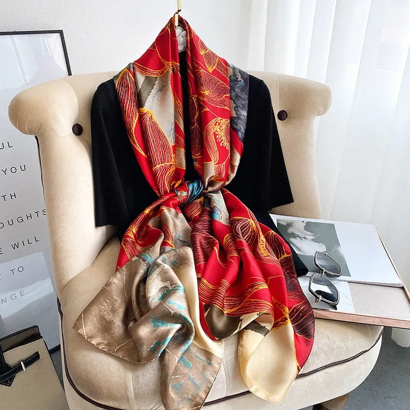 2022 Brand Designer Silk Scarf Female Foulard Bandana Long Shawls Wraps Winter Neck Scarves Pashmina Lady Hijab Luxury New