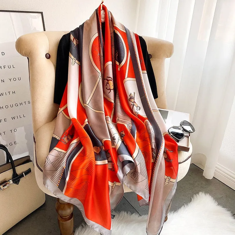 2022 Brand Designer Silk Scarf Female Foulard Bandana Long Shawls Wraps Winter Neck Scarves Pashmina Lady Hijab Luxury New