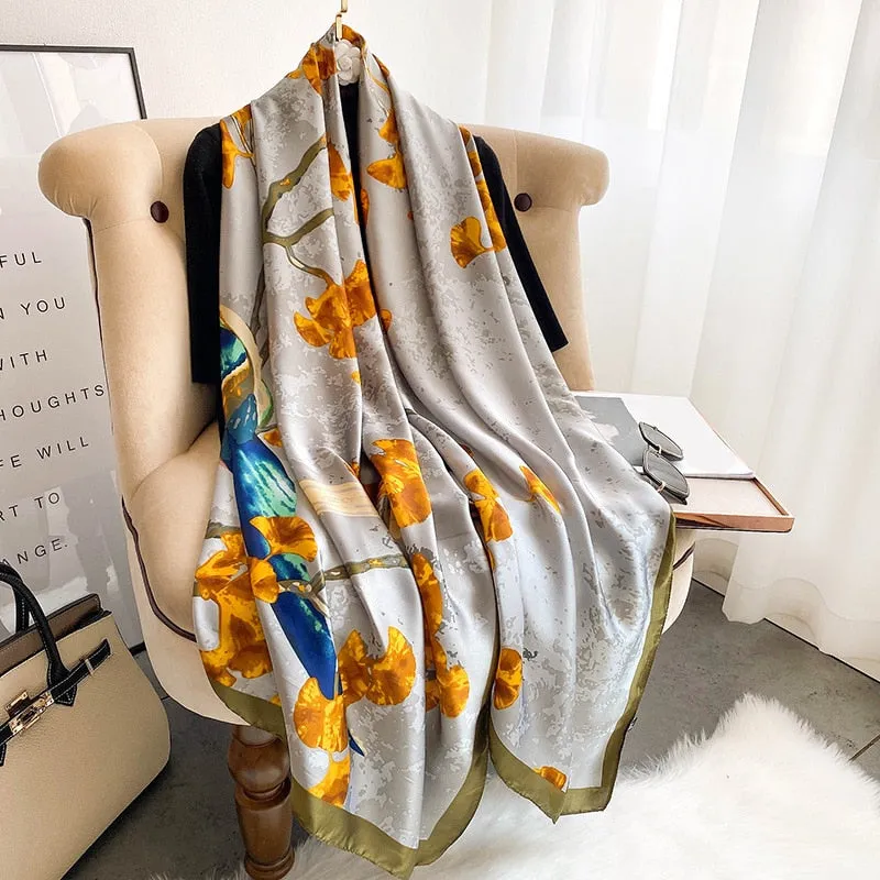 2022 Brand Designer Silk Scarf Female Foulard Bandana Long Shawls Wraps Winter Neck Scarves Pashmina Lady Hijab Luxury New