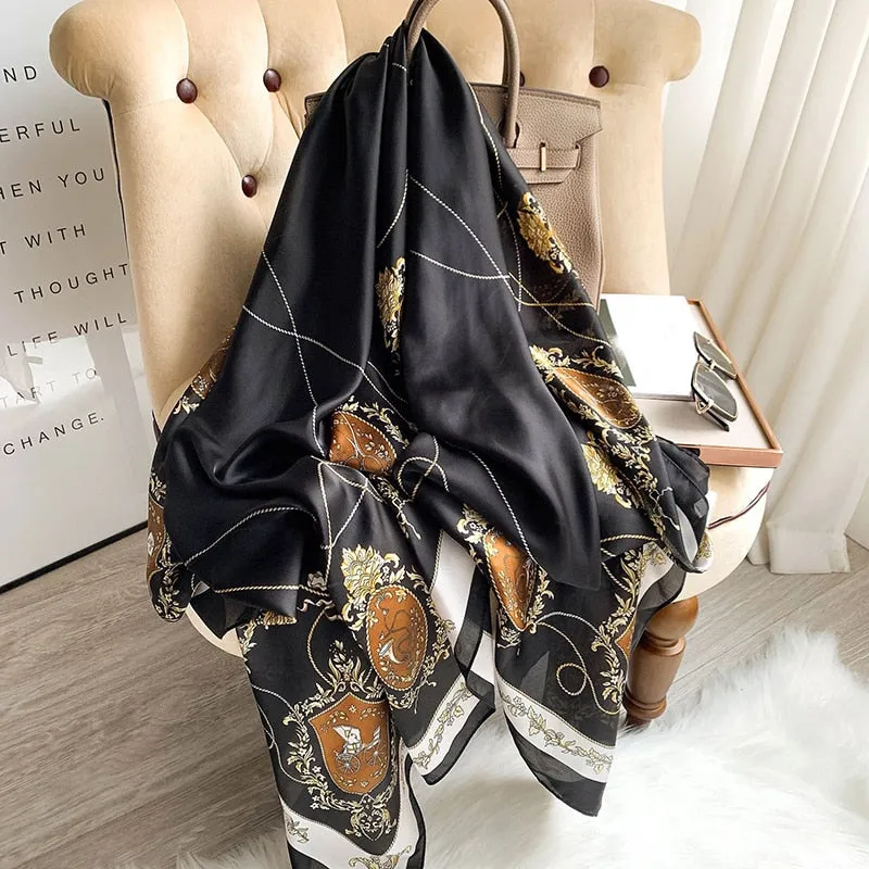 2022 Brand Designer Silk Scarf Female Foulard Bandana Long Shawls Wraps Winter Neck Scarves Pashmina Lady Hijab Luxury New