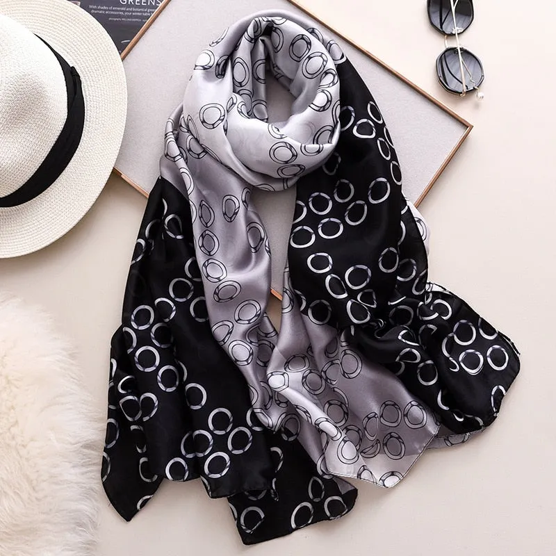 2022 Brand Designer Silk Scarf Female Foulard Bandana Long Shawls Wraps Winter Neck Scarves Pashmina Lady Hijab Luxury New