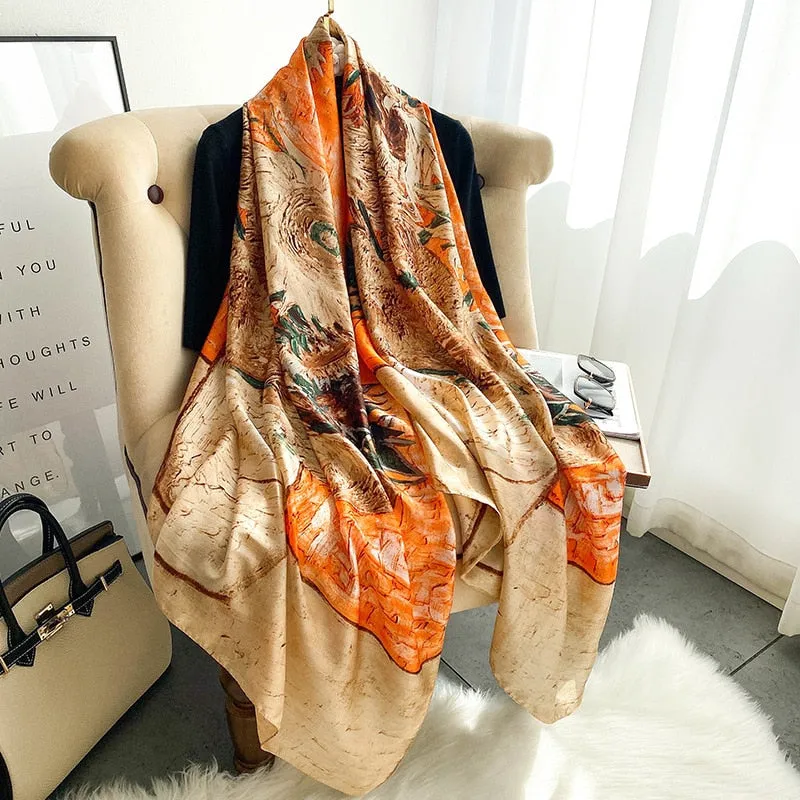 2022 Brand Designer Silk Scarf Female Foulard Bandana Long Shawls Wraps Winter Neck Scarves Pashmina Lady Hijab Luxury New