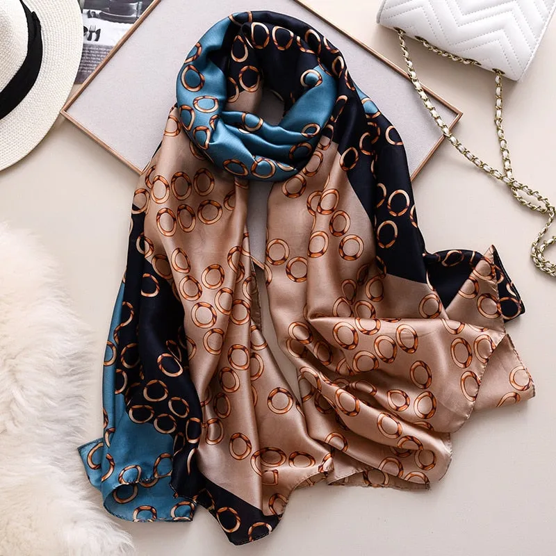 2022 Brand Designer Silk Scarf Female Foulard Bandana Long Shawls Wraps Winter Neck Scarves Pashmina Lady Hijab Luxury New