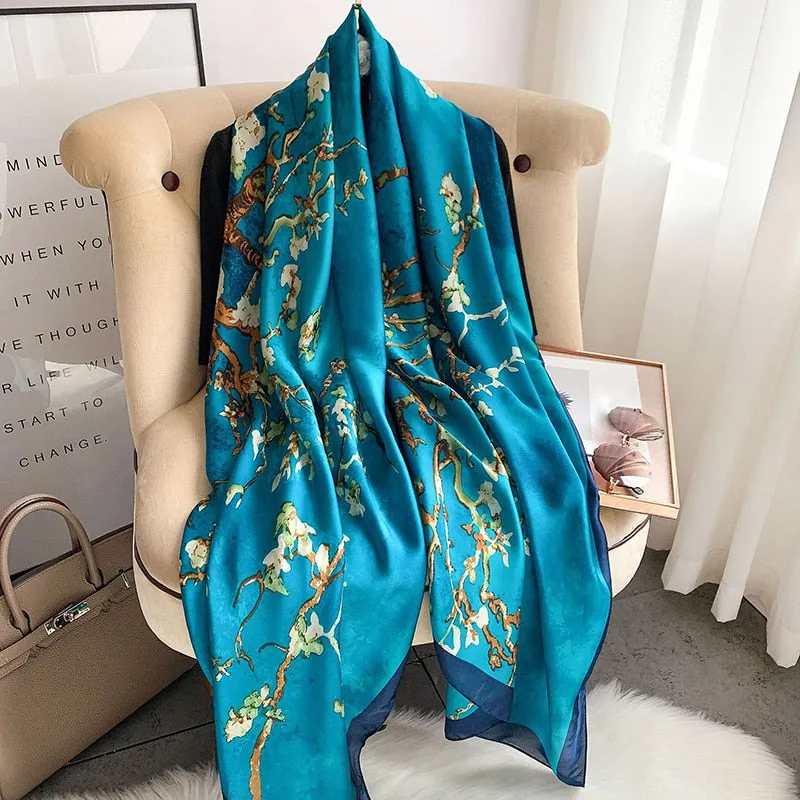 2022 Brand Designer Silk Scarf Female Foulard Bandana Long Shawls Wraps Winter Neck Scarves Pashmina Lady Hijab Luxury New