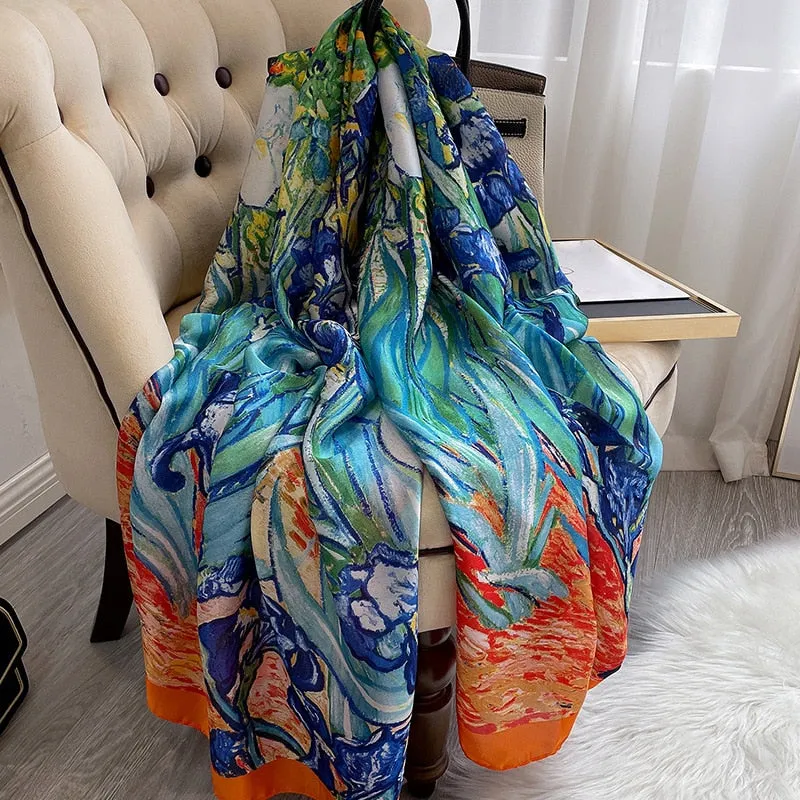 2022 Brand Designer Silk Scarf Female Foulard Bandana Long Shawls Wraps Winter Neck Scarves Pashmina Lady Hijab Luxury New