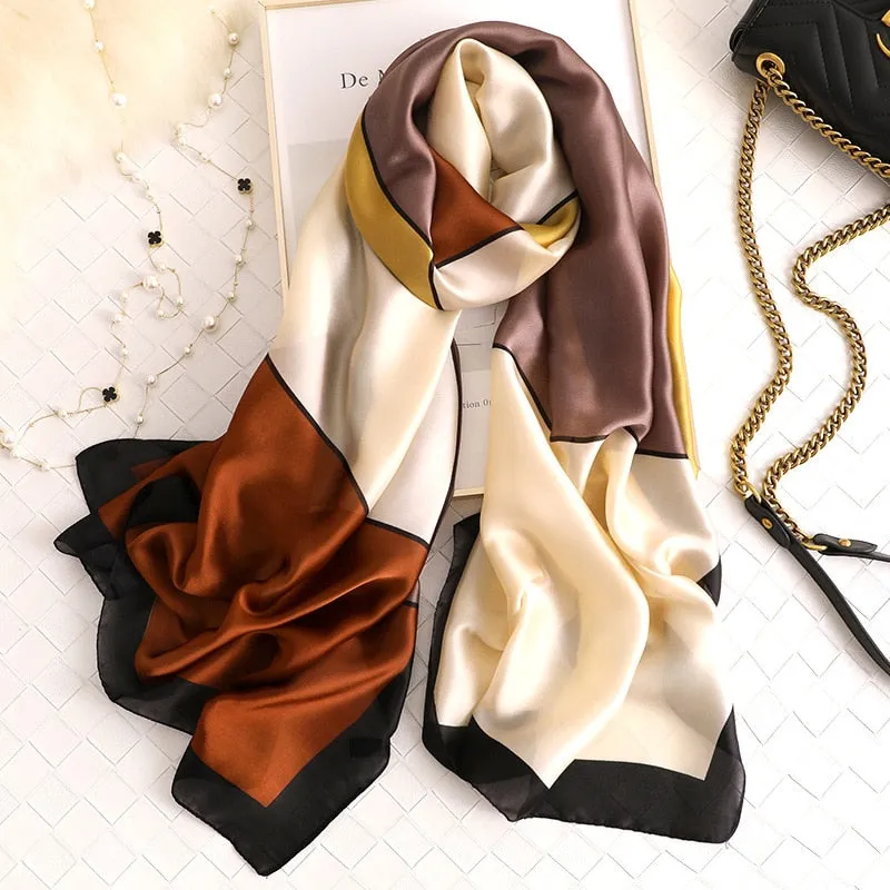 2022 Brand Designer Silk Scarf Female Foulard Bandana Long Shawls Wraps Winter Neck Scarves Pashmina Lady Hijab Luxury New