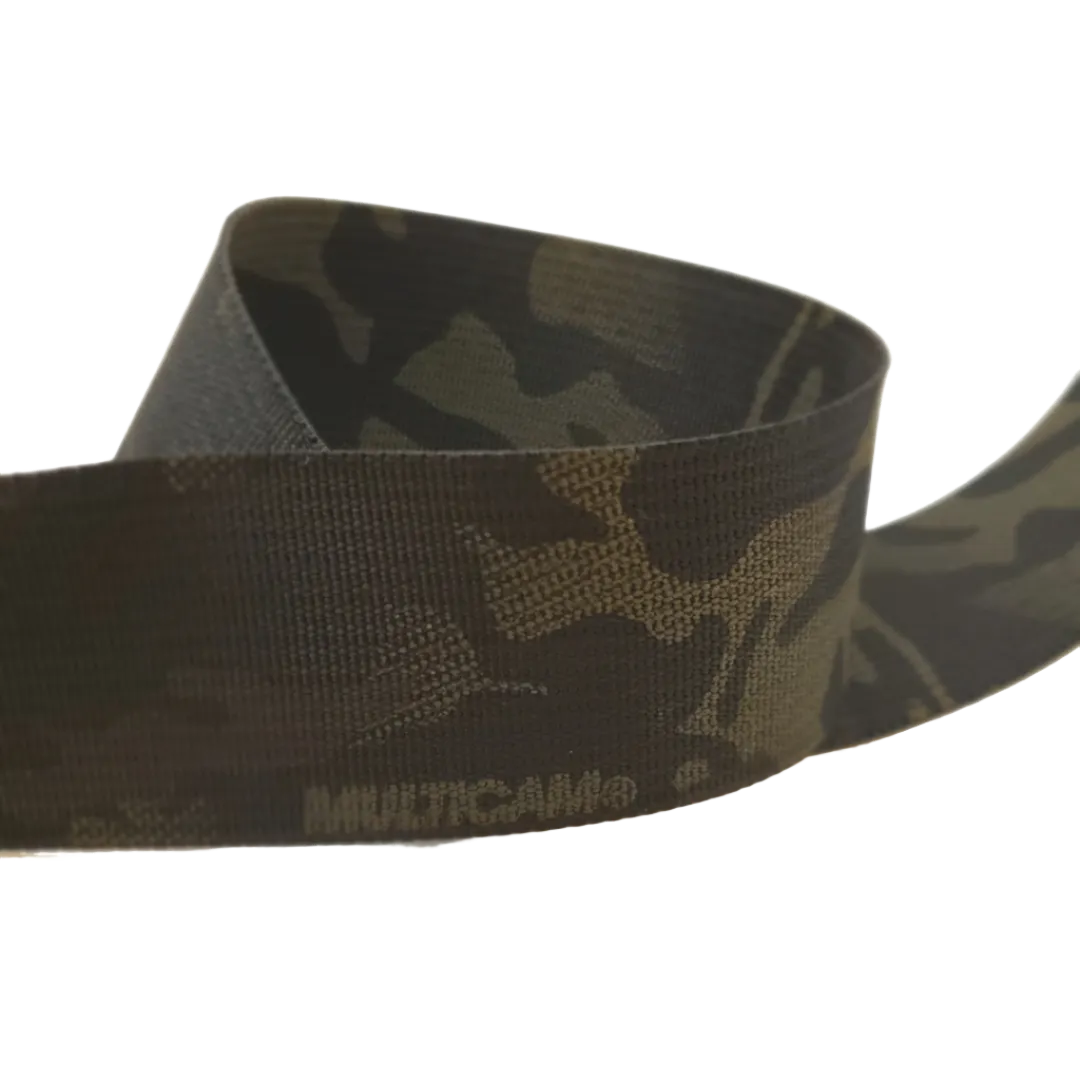 2" Solution Dyed Nylon Webbing - MultiCam Black 2-sided printed (Sold per Yard)