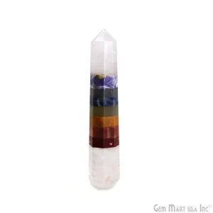 7 Chakra With Crystal Point Pencil Jumbo Tower Healing Meditation Gemstones 5 Inch