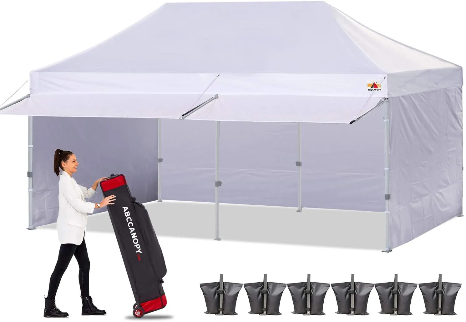 ABCCANOPY S1 Commercial Pop Up 10x10/10x20 Canopy Tent with Awning and Sidewalls