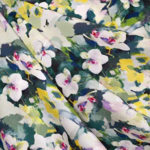 Abstract Brushstroke Floral Digital Print Rayon Challis Sage/Multi SY