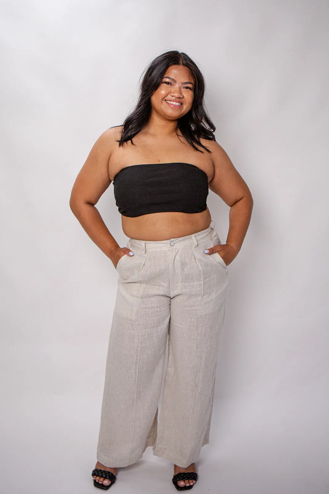 All Bodies 100% Linen High-Waisted Pants