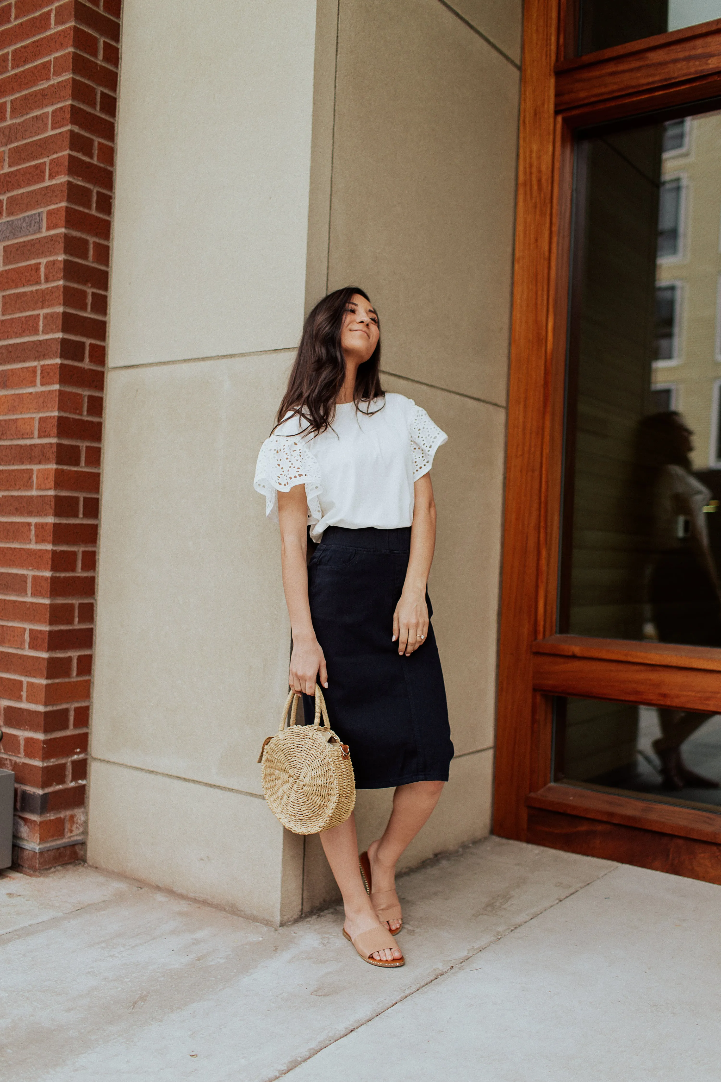 All Day Every Day Denim Skirt in Dark Blue Denim