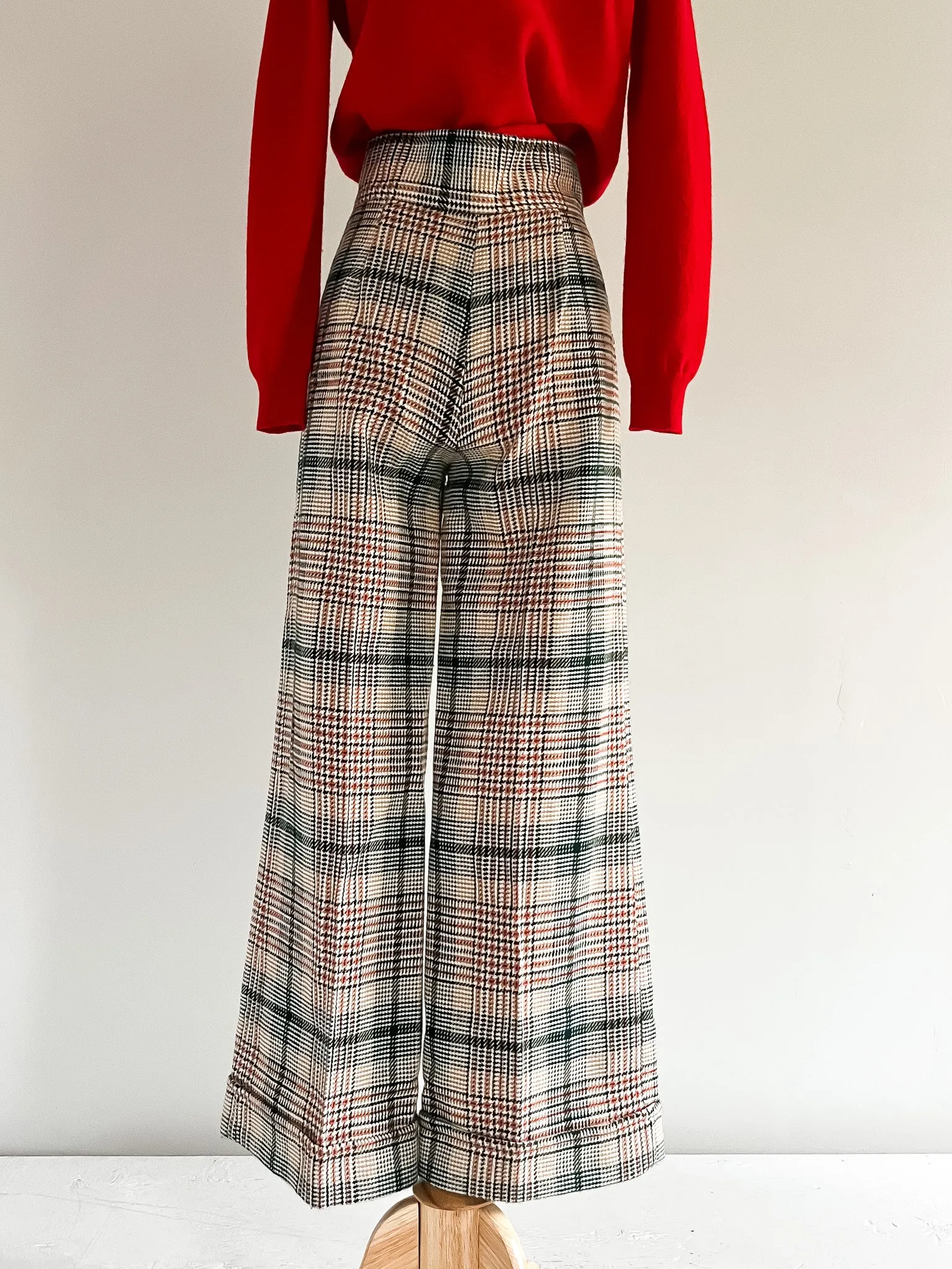 Amazing 1970's Tweed High Waisted Bell Bottom Wool Pants / Sz S