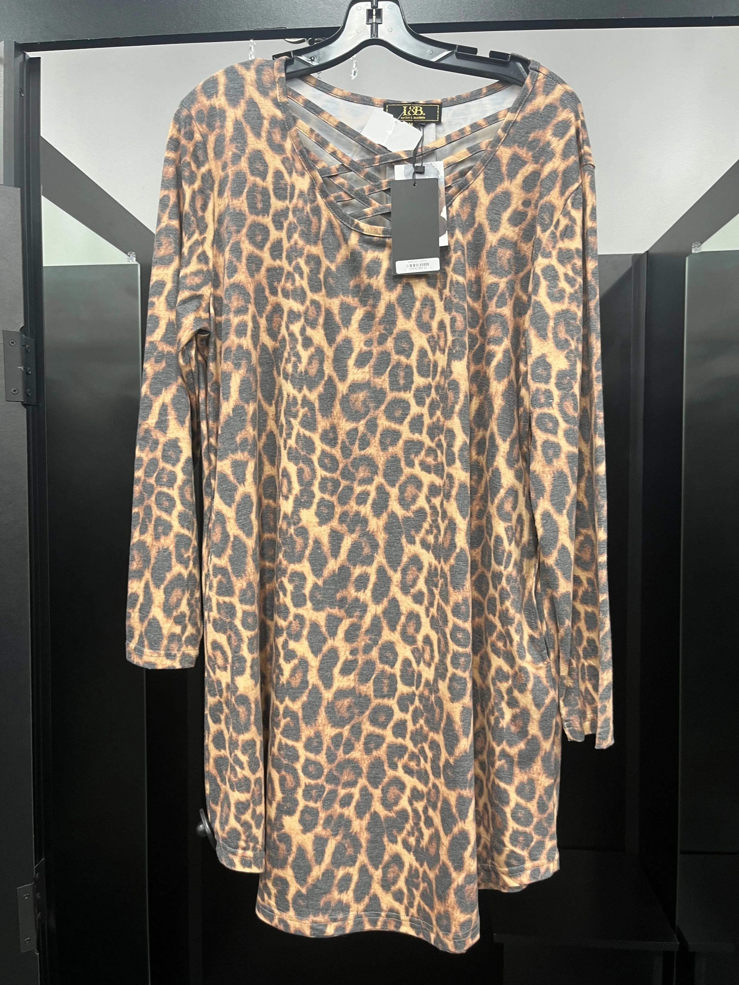 Animal Print Dress Casual Midi L&B, Size M