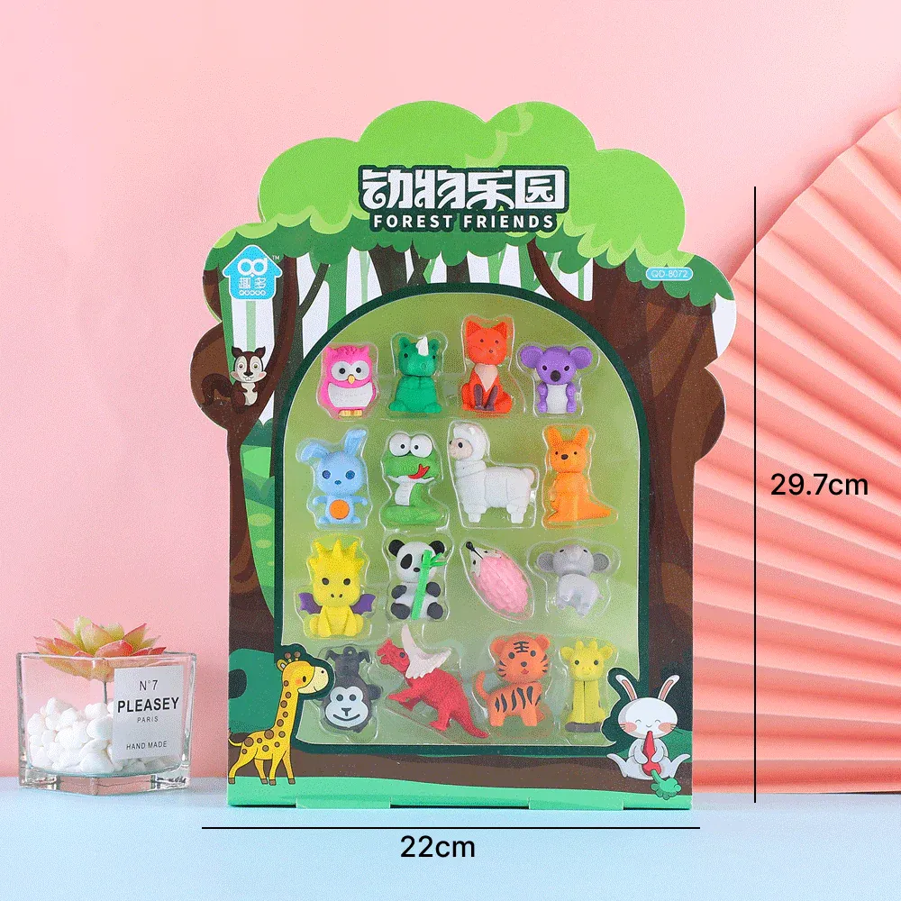 Animals Green Forest Theme Eraser Combo Set