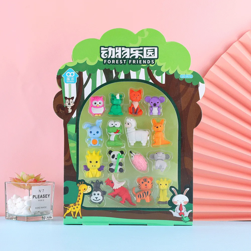 Animals Green Forest Theme Eraser Combo Set