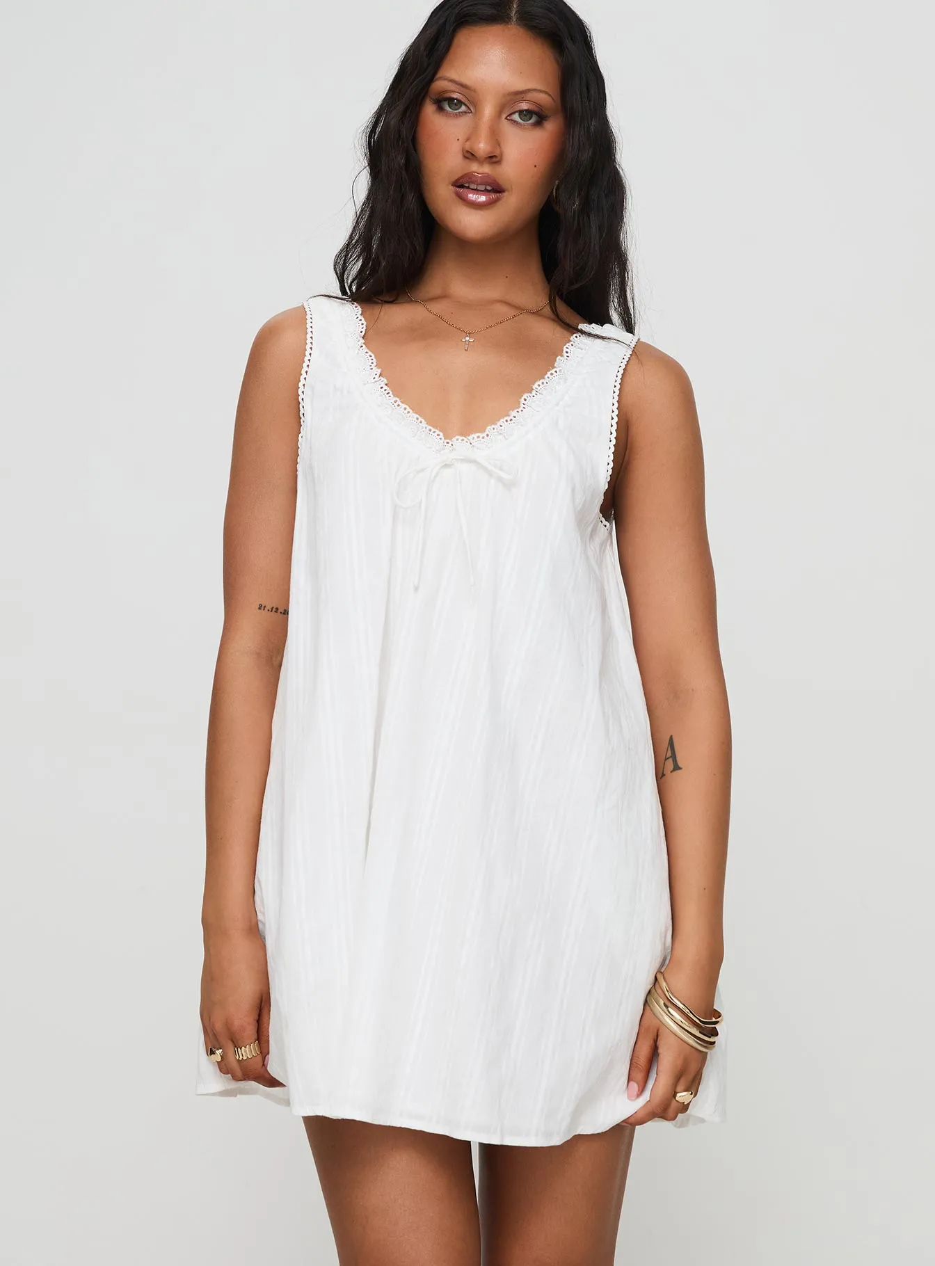 White Antiquity Swing Mini Dress - Elegant, Timeless, and Perfect for Any Occasion