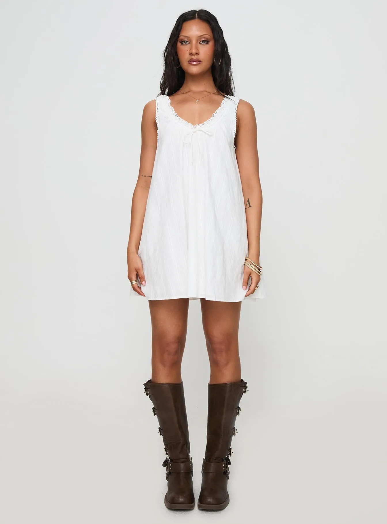 White Antiquity Swing Mini Dress - Elegant, Timeless, and Perfect for Any Occasion