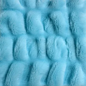 Aqua Blue Ruched Chinchilla Stretch Faux Fur Fabric