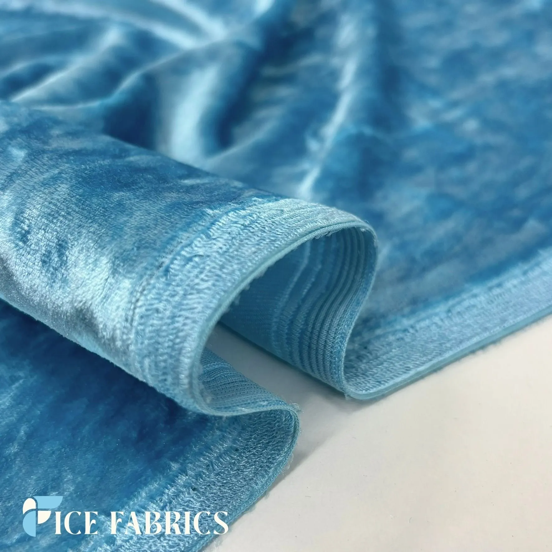 Aqua Stretch Crushed Velvet Fabric