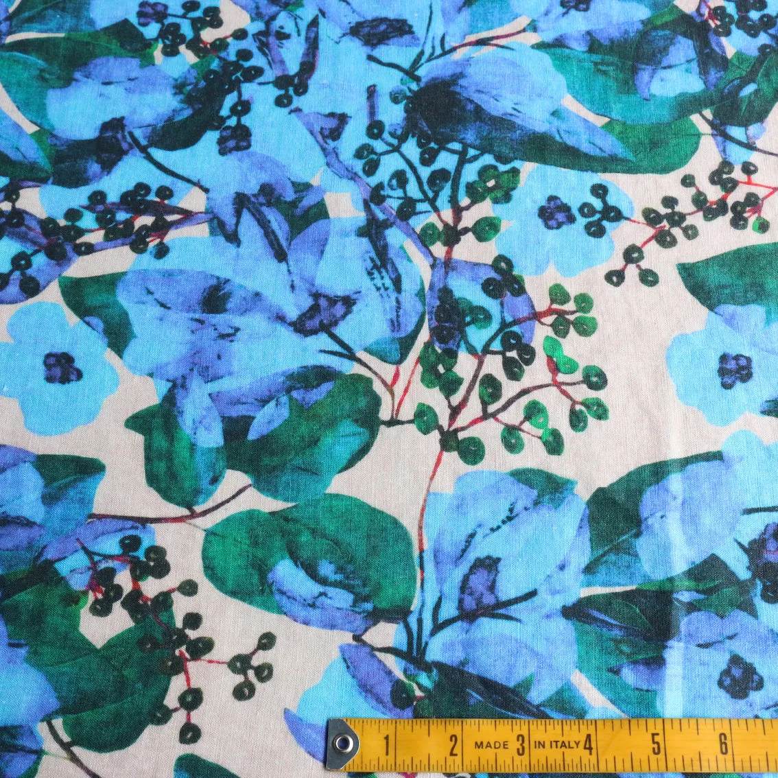 Azure Garden Washed Printed Linen