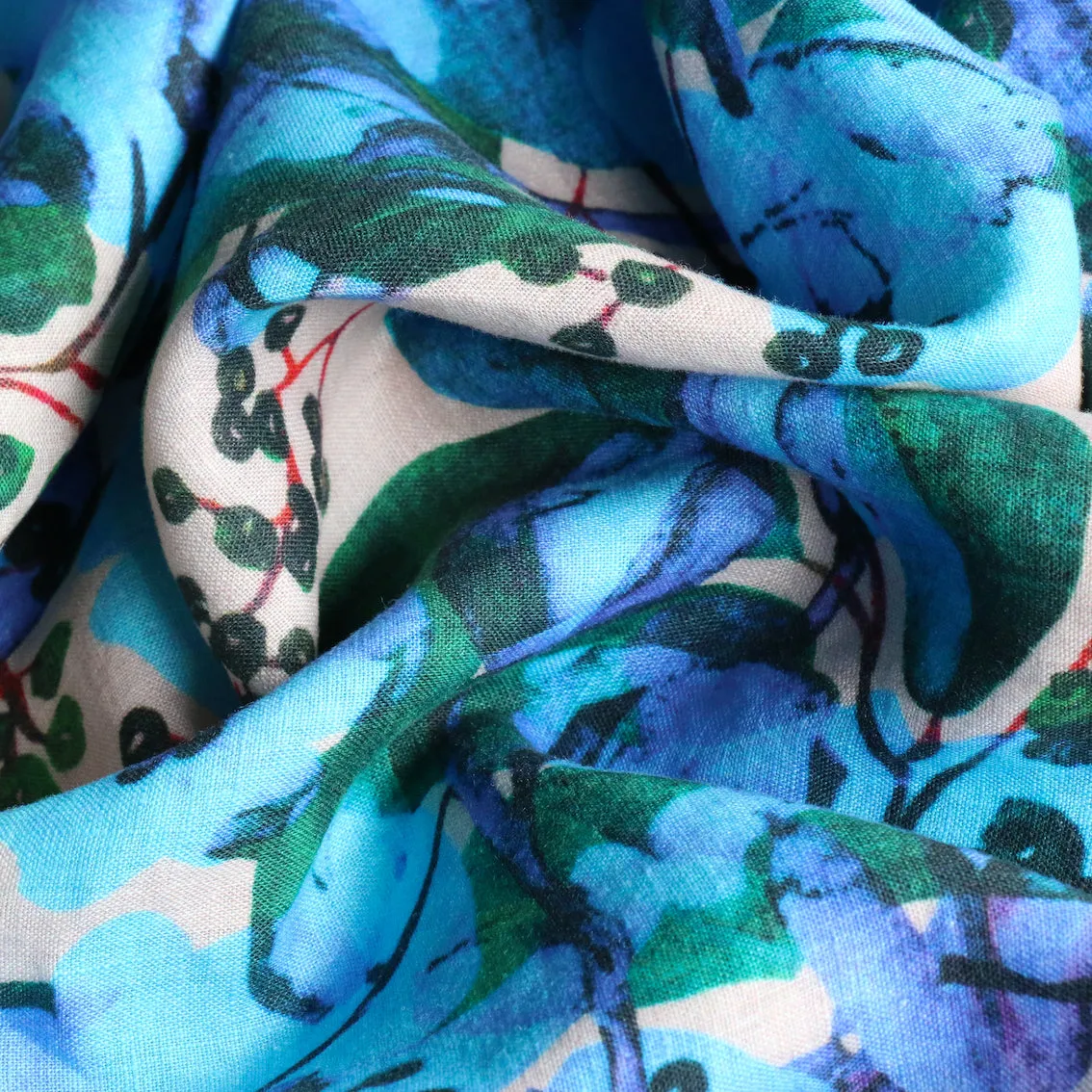 Azure Garden Washed Printed Linen