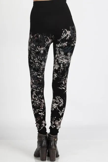 B2361USBX High Waisted Legging w/Floral Medley Print