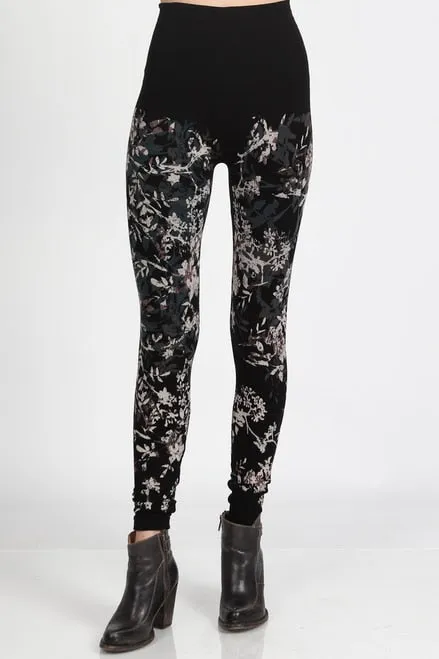 B2361USBX High Waisted Legging w/Floral Medley Print