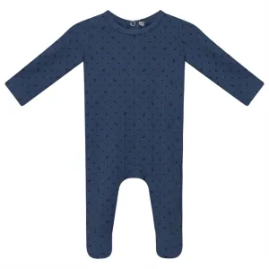 Baby Denim Ribbed Leaf Footie