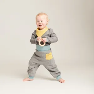 Baby sweat pants with pockets "Sweat Grey/Dotties Bamboo"