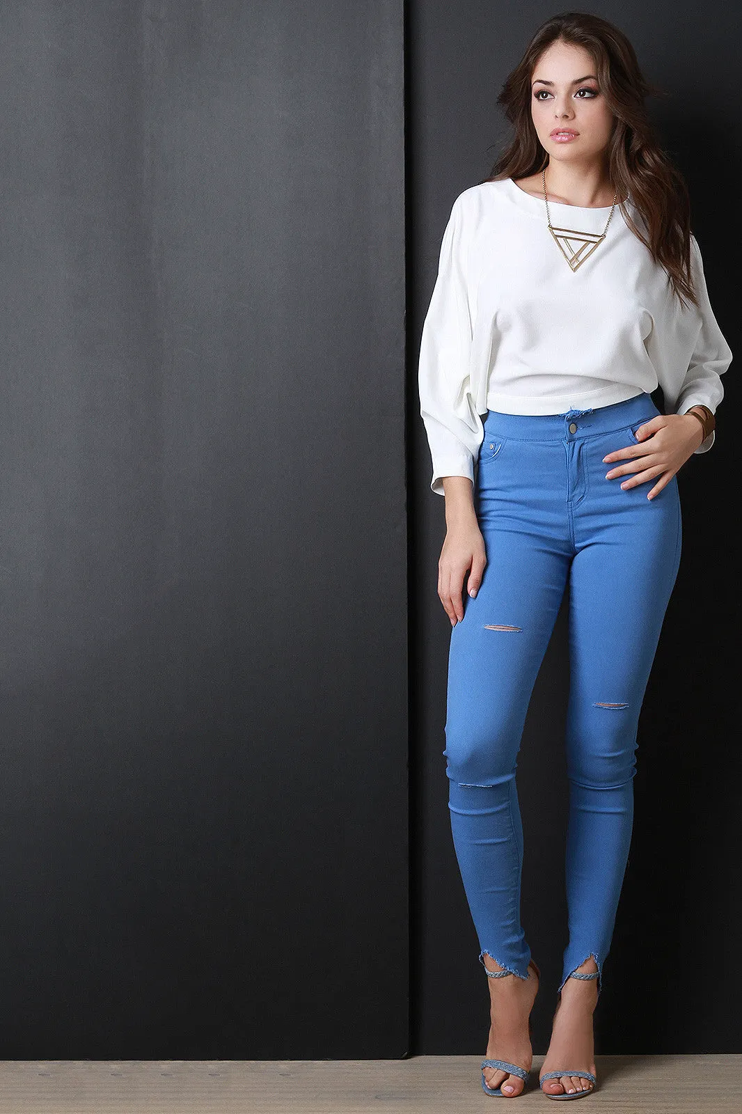 Back-Tie Long Sleeve Cropped Blouse Top