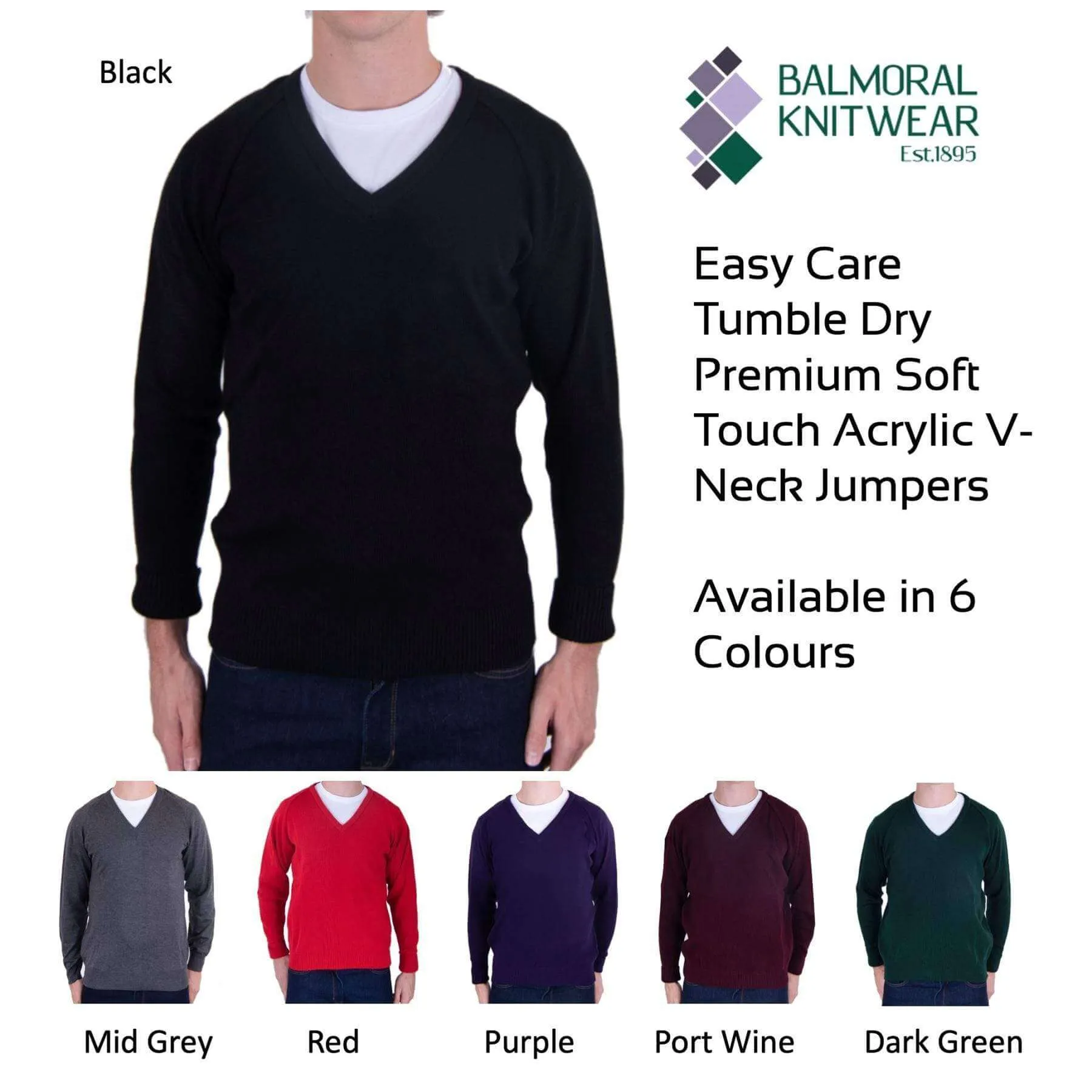 Balmoral Men V-Neck Raglan Soft Touch Jumper